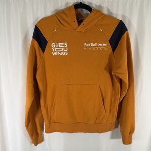 Red Bull Racing Hoodie Men's XS Orange Pockets Pullover Verstappen 1 Pullover